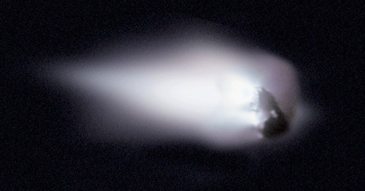 In 1986, the European spacecraft Giotto became one of the first spacecraft to encounter and photograph the nucleus of a comet, passing and imaging Halley's nucleus as it receded from the Sun.
