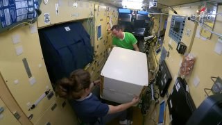 Космонавты Роскосмоса на МКС устанавливают оборудование для эксперимента «Теледроид»